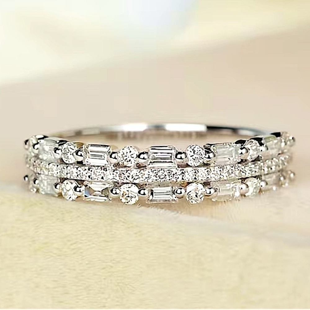 Sterling Silver Cubic Zircon Ring Minimalist, Dainty Diamond Stackable